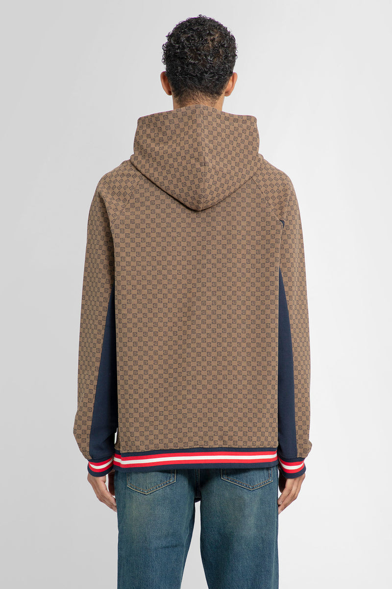 Balmain Mini Monogram Jacquard Hoodie in Brown for Men