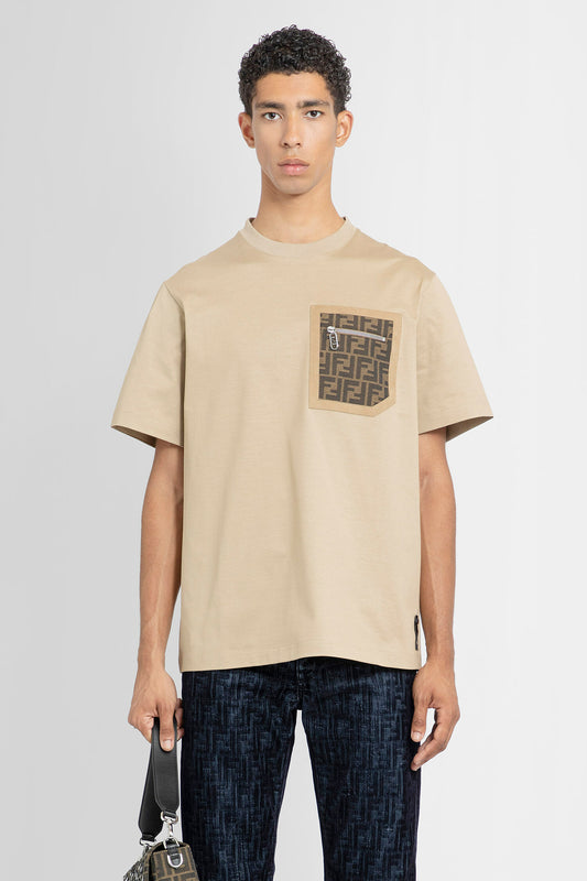 FENDI MAN BEIGE T-SHIRTS & TANK TOPS