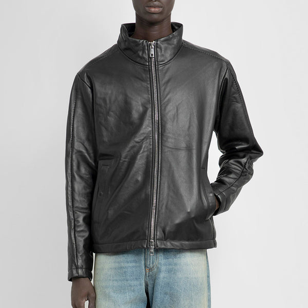 GIORGIO BRATO MAN BLACK LEATHER JACKETS - GIORGIO