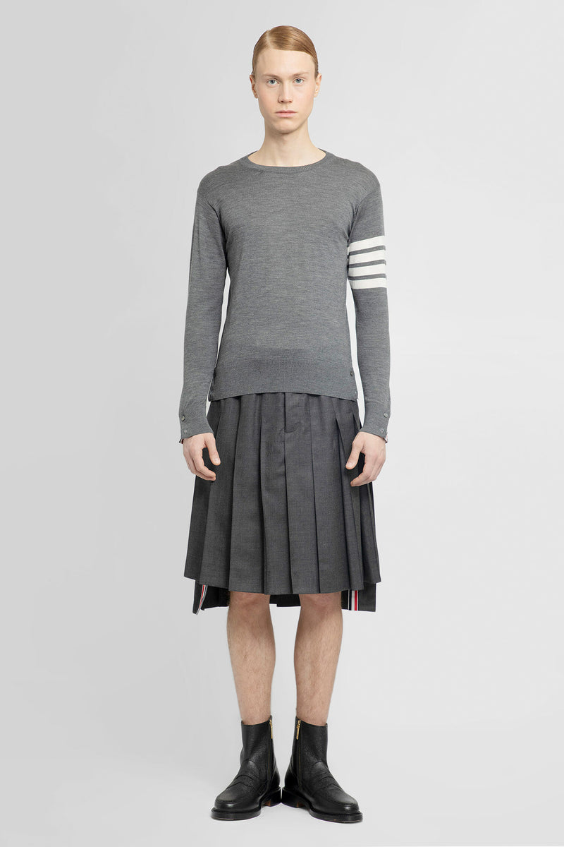 THOM BROWNE Pleated Striped Wool Skirt for Men