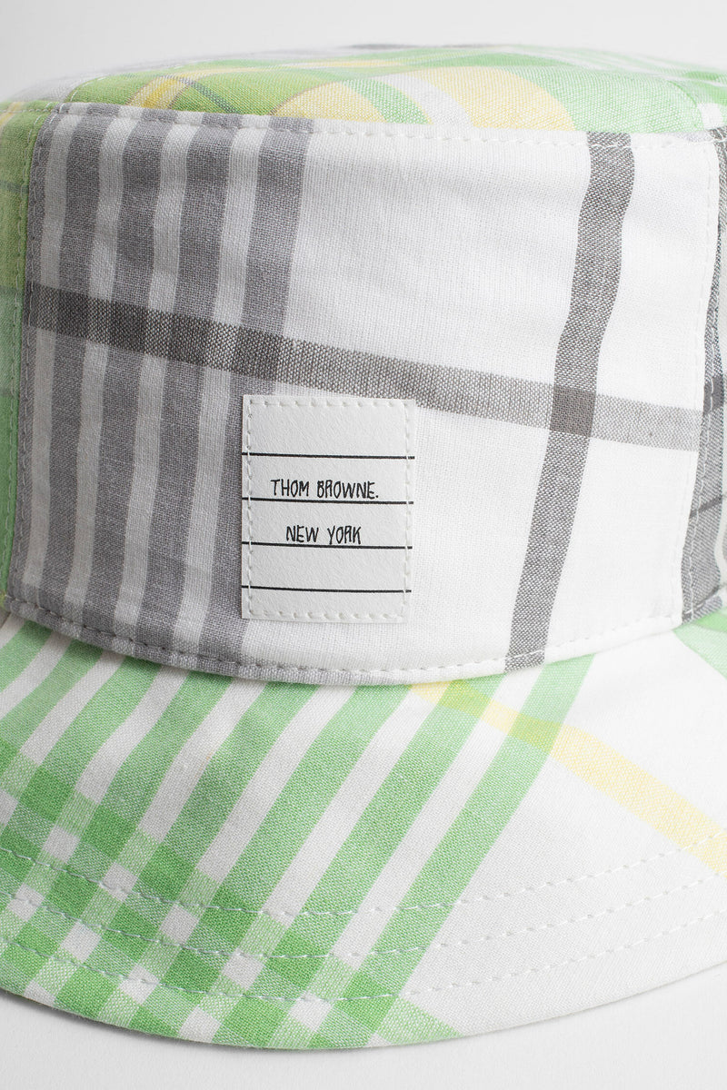 Thom Browne logo-patch striped bucket hat - White