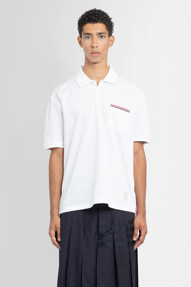 Thom Browne short sleeve cotton polo shirt - White