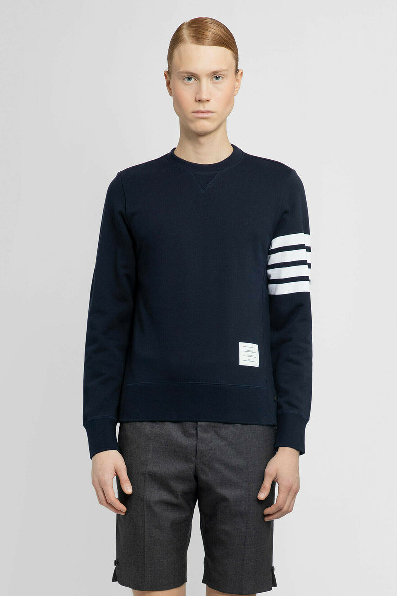 Thom Browne 4-Bar stripe knitted hoodie - Blue