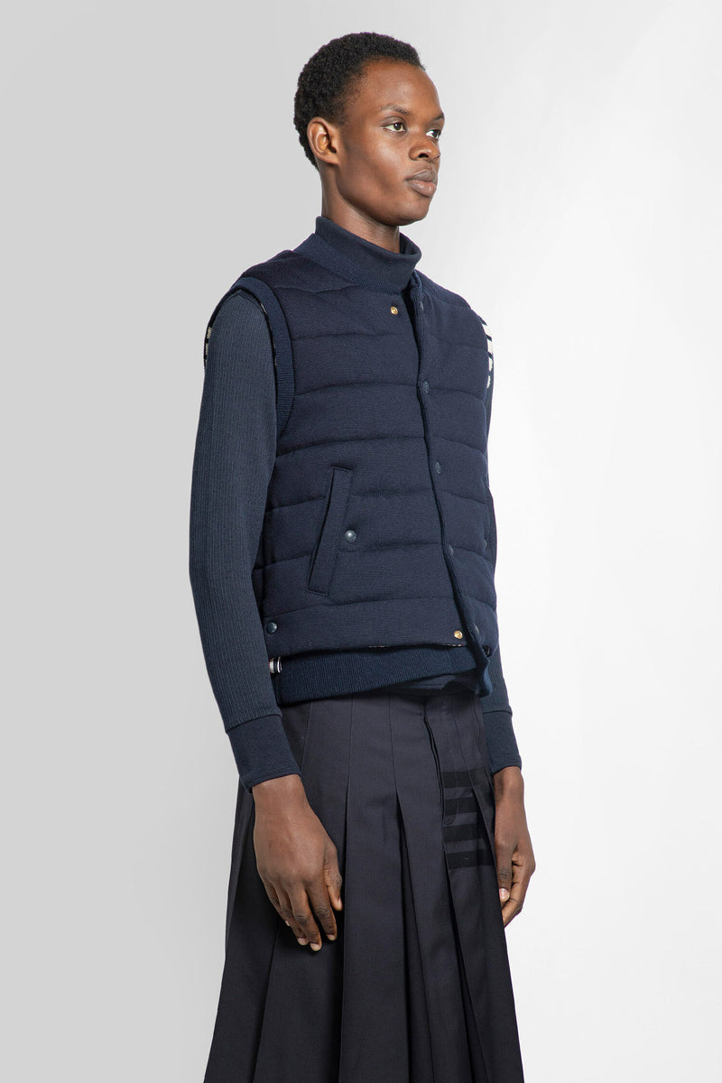 Thom Browne - Merino and Jersey Padded Reversible 4-Bar Funnel Neck Jacket - 0 - Grey - Male