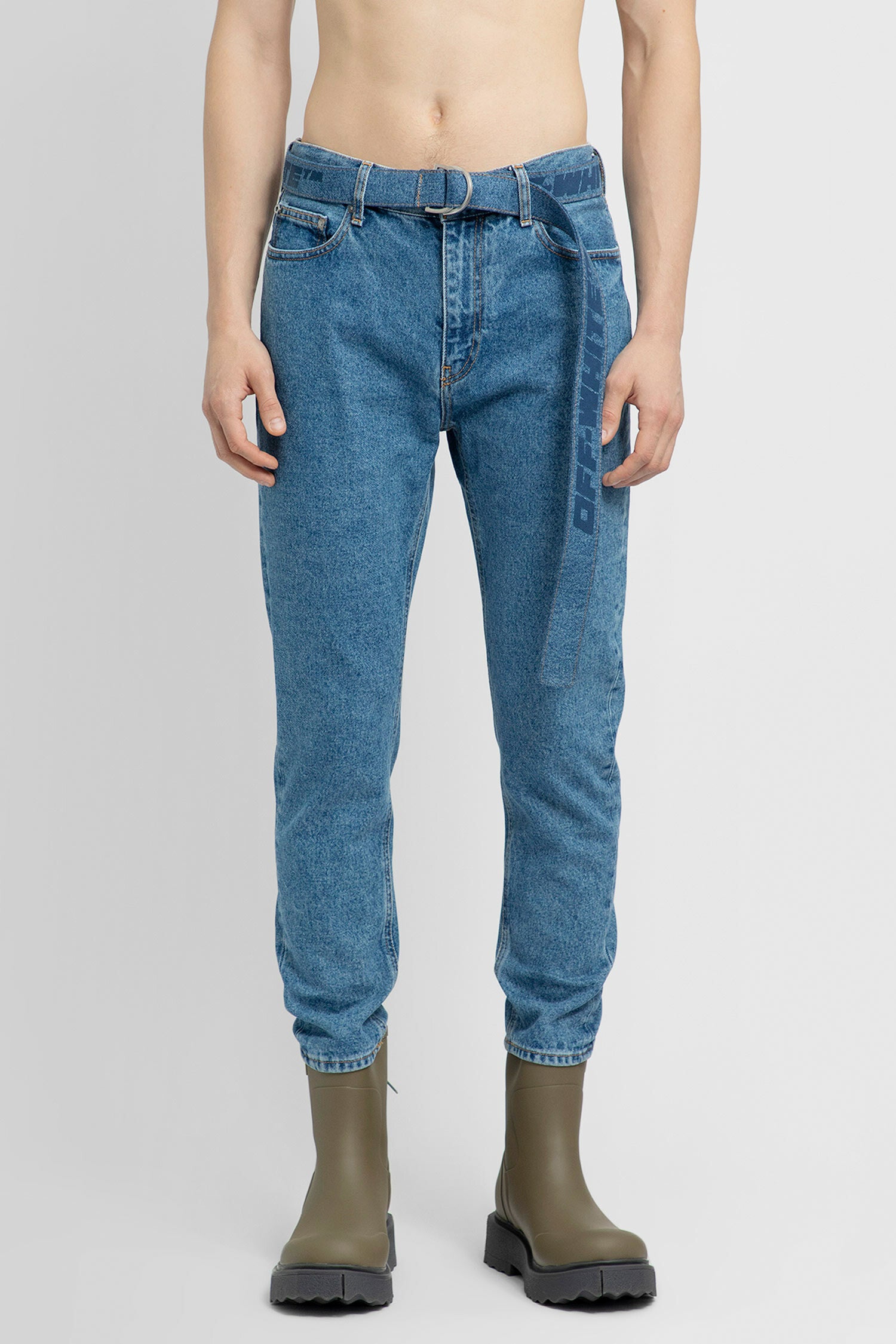 OFF-WHITE MAN BLUE JEANS