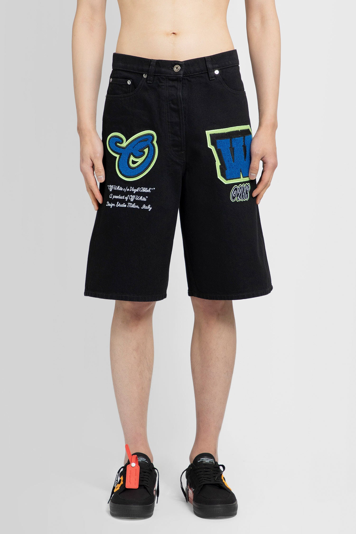 OFF-WHITE MAN BLACK SHORTS & SKIRTS