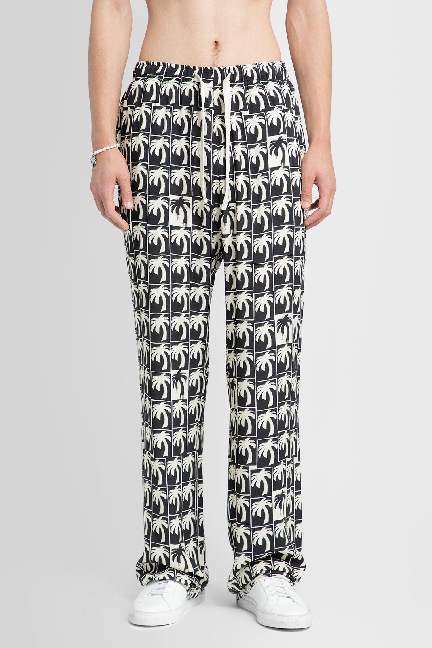 PALM ANGELS MAN BLACK&WHITE TROUSERS