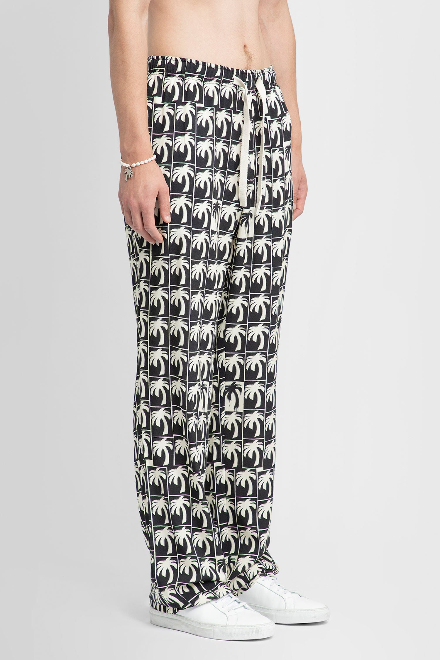 PALM ANGELS MAN BLACK&WHITE TROUSERS