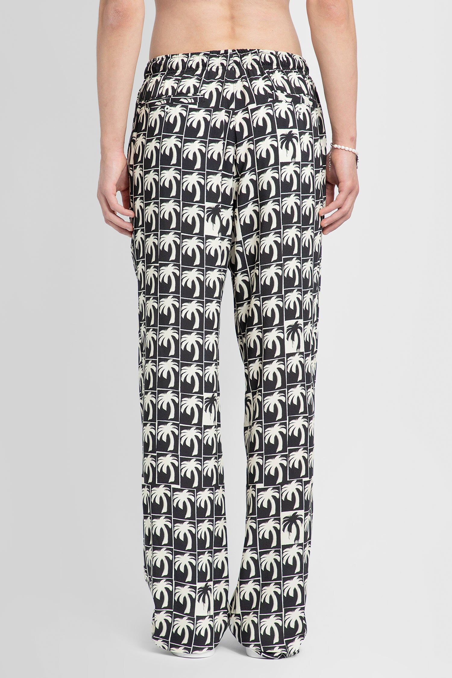 PALM ANGELS MAN BLACK&WHITE TROUSERS