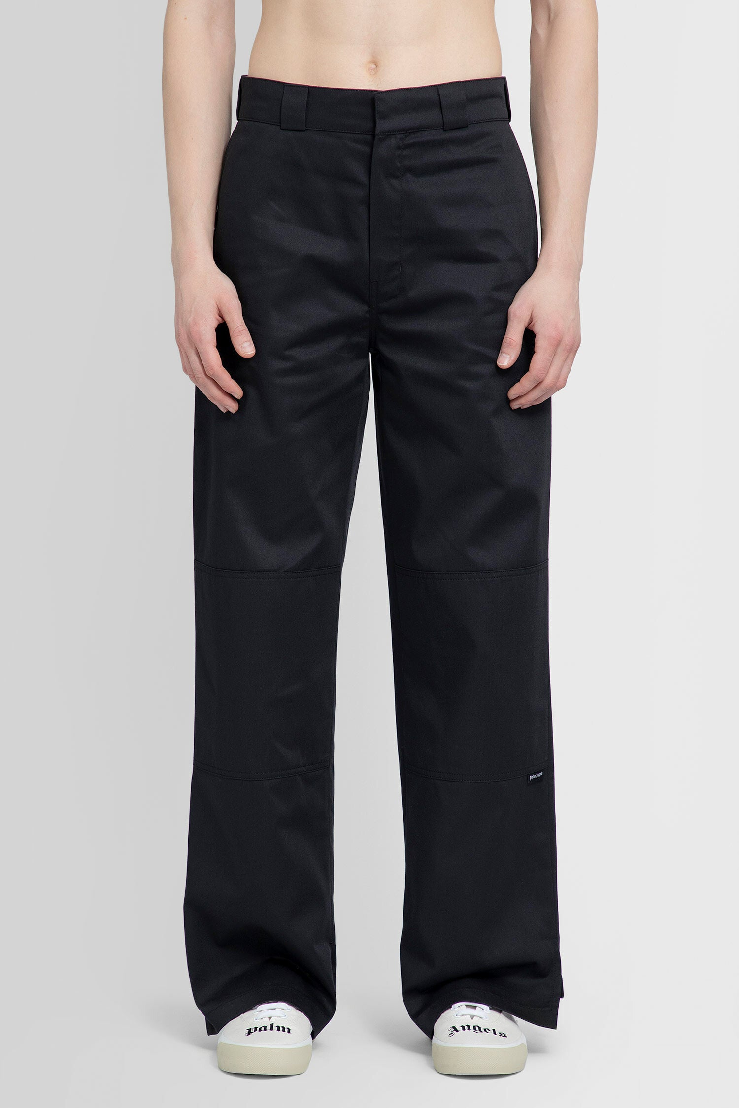 PALM ANGELS MAN BLACK TROUSERS