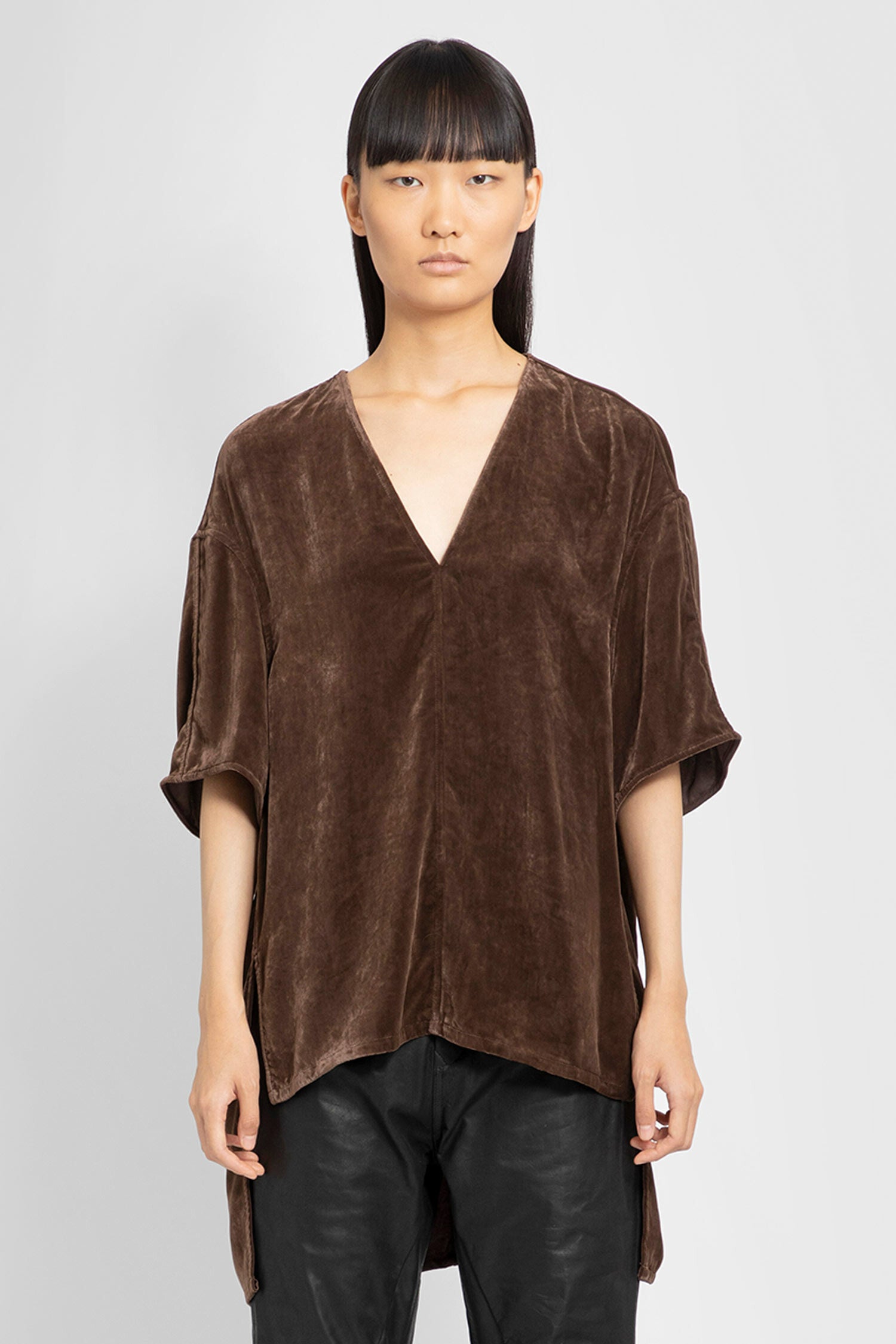 RICK OWENS WOMAN BROWN T-SHIRTS