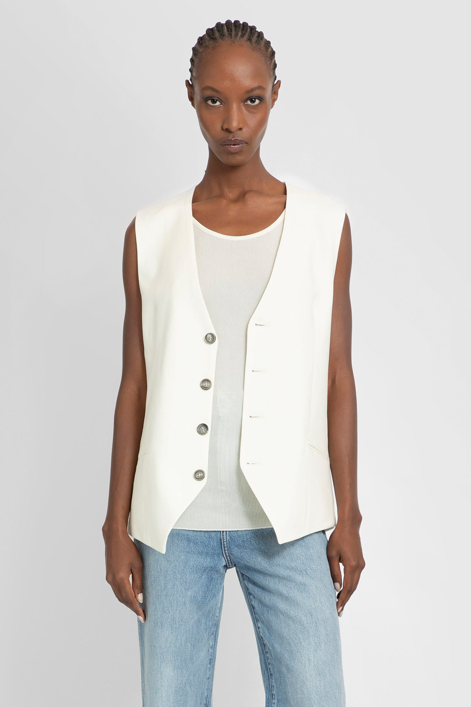 AMI PARIS WOMAN OFF-WHITE WAISTCOATS