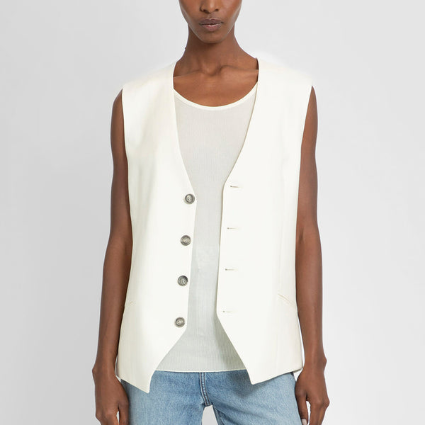 AMI PARIS WOMAN OFF-WHITE WAISTCOATS - AMI PARIS - WAISTCOATS