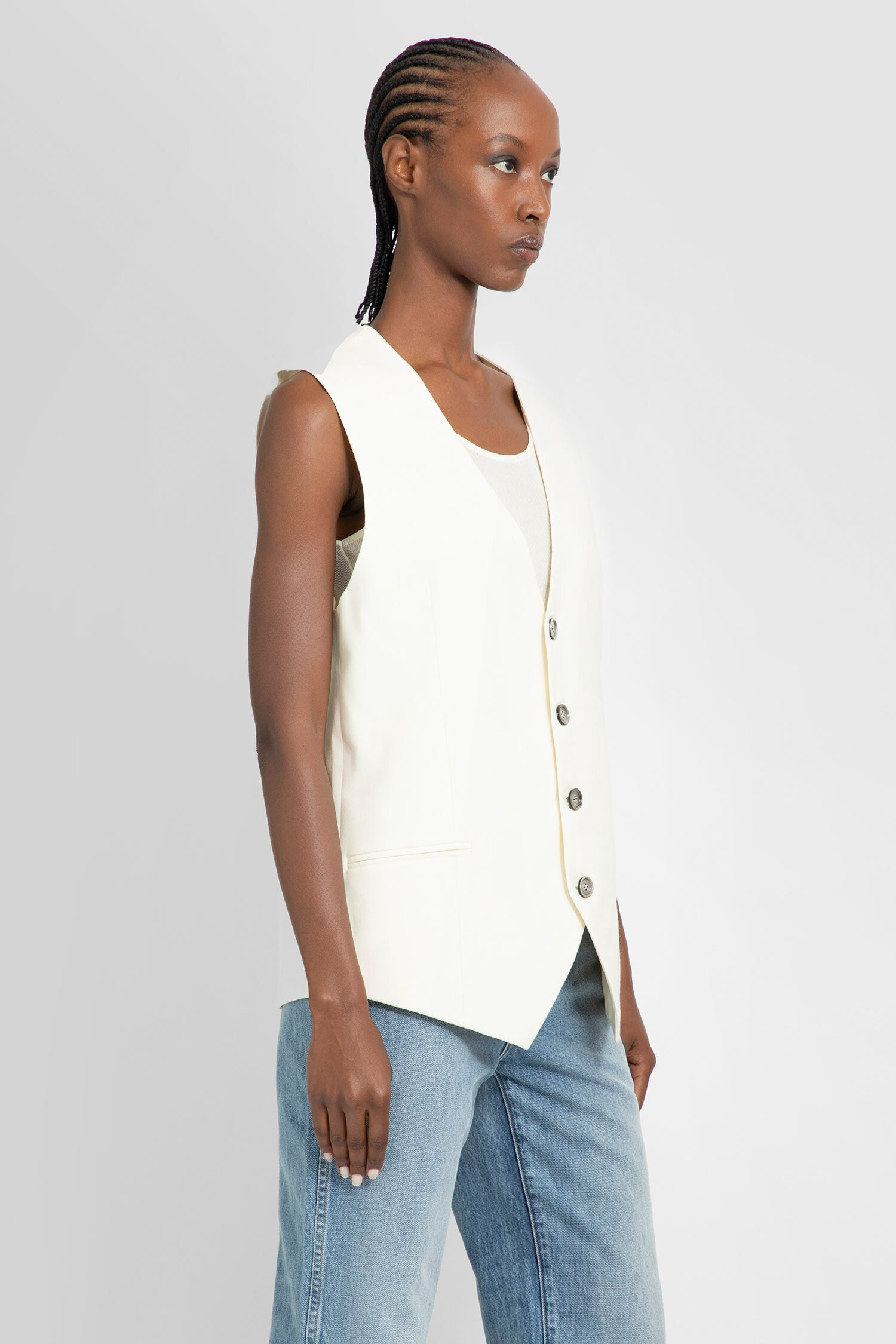 AMI PARIS WOMAN OFF-WHITE VESTS