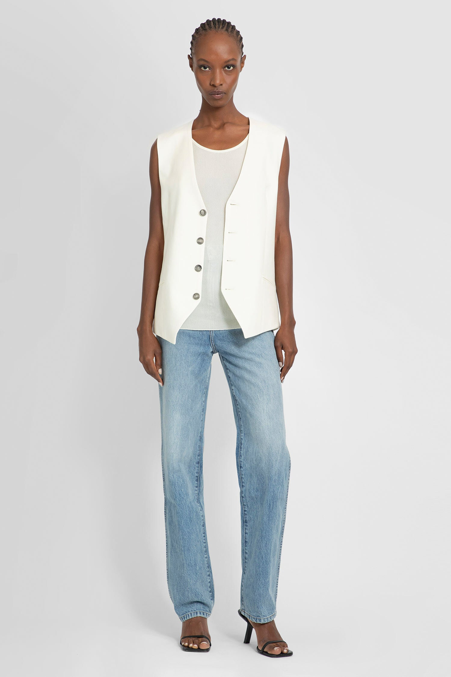 AMI PARIS WOMAN OFF-WHITE WAISTCOATS