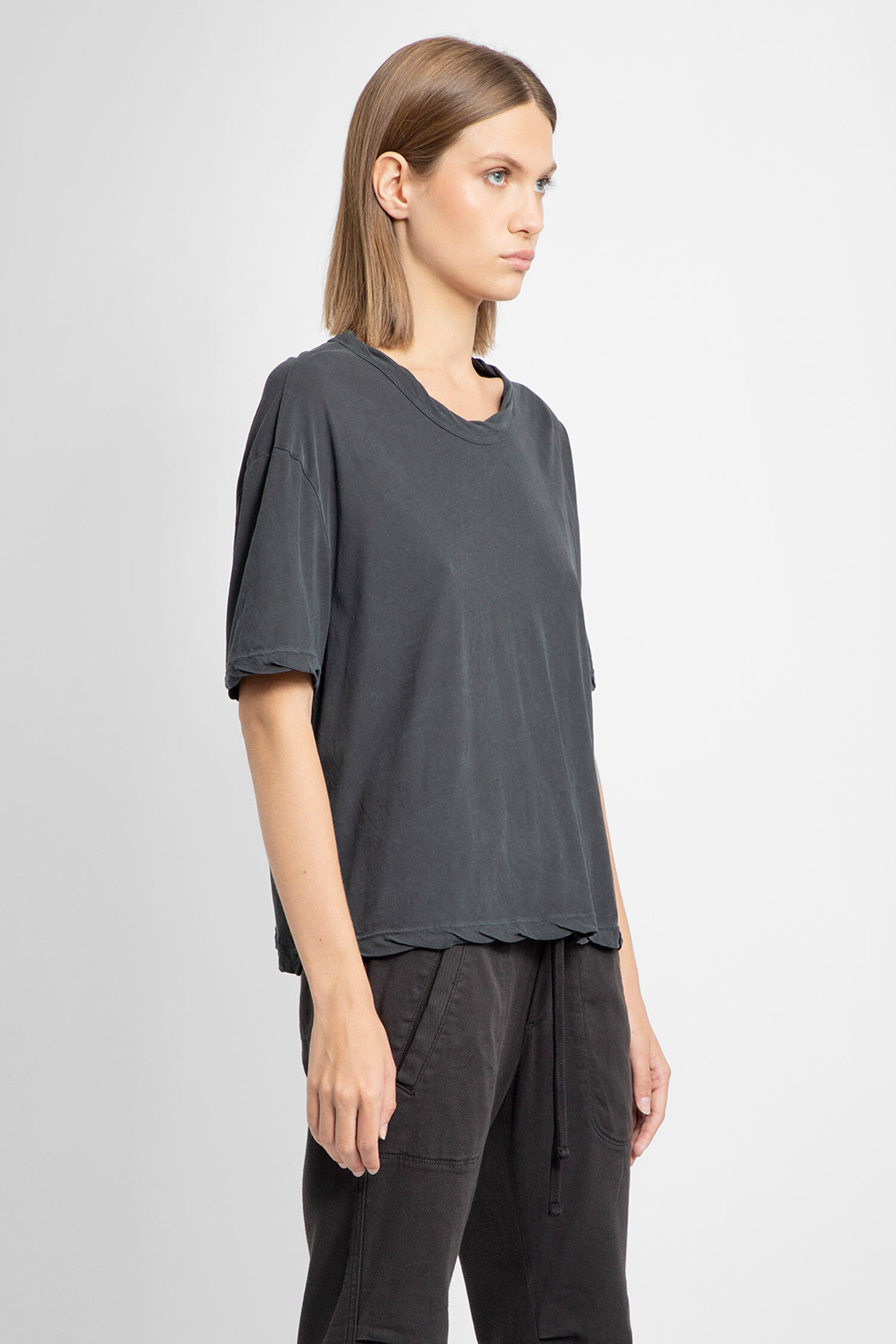 JAMES PERSE WOMAN GREY T-SHIRTS & TANK TOPS