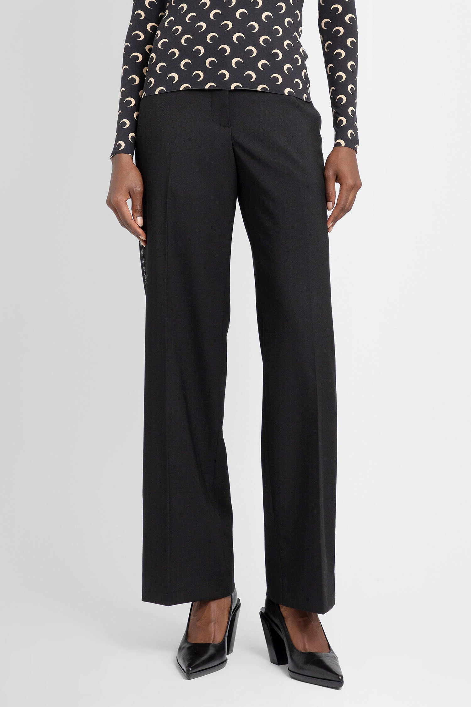 MARINE SERRE WOMAN BLACK TROUSERS