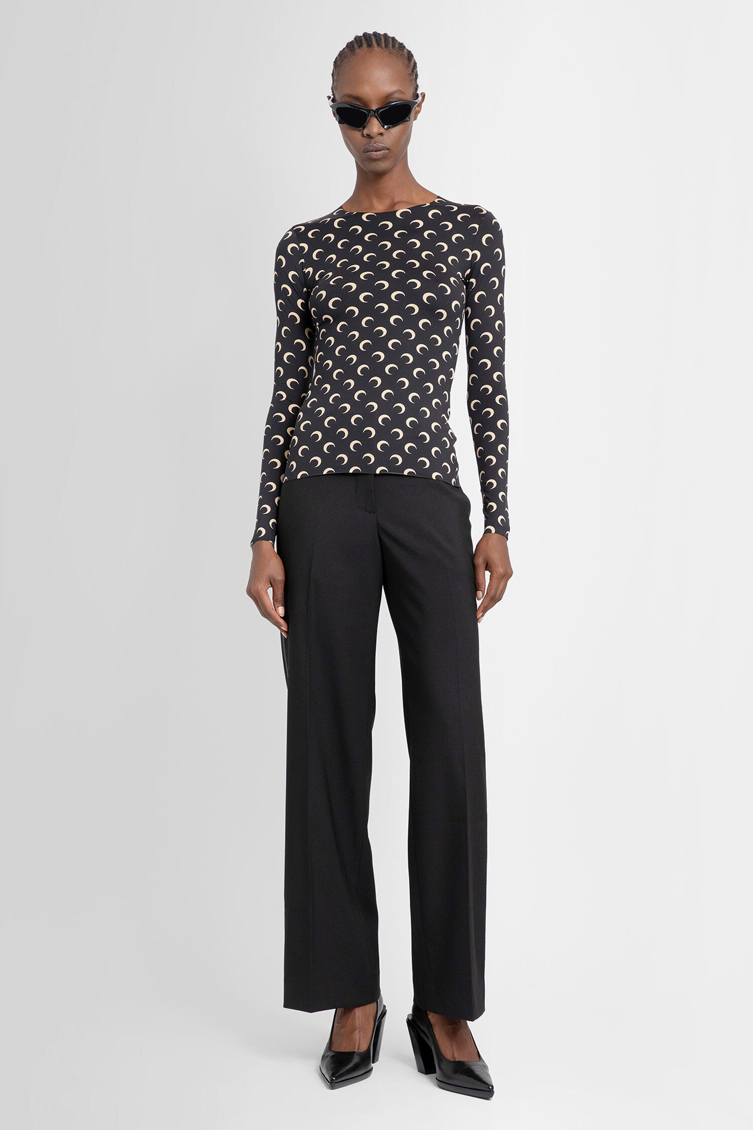 MARINE SERRE WOMAN BLACK TROUSERS